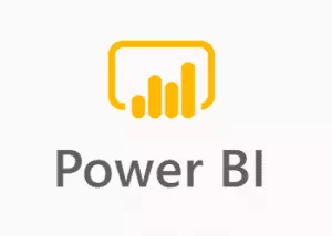 Microsoft Power Bi Logo with four yellow lines at different heights in front of a yellow outline of a rectangle and white background