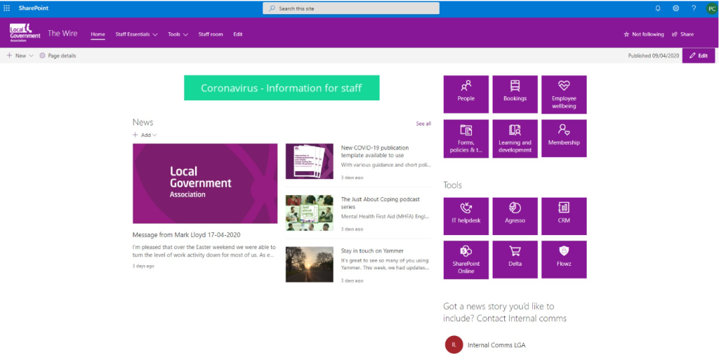 example of a modern intranet