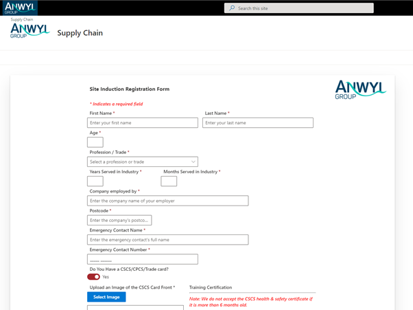 SharePoint Development example Anwyl Group